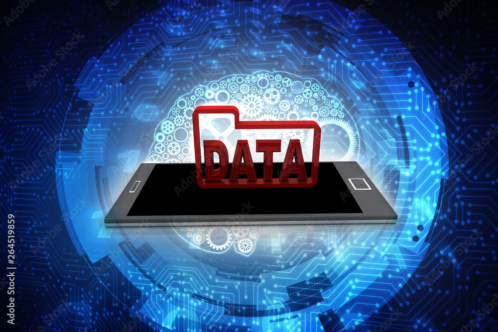 Poster 3d rendering mobile phone data