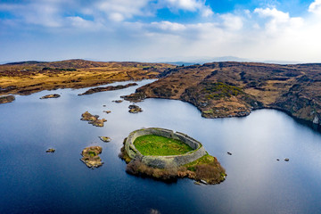 Aerial view of Doon Fort by Portnoo - County Donegal - Ireland