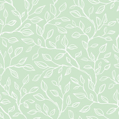 Seamless leaves background. Vector seamless pattern with graphic leaves for textile print, page fill, wrapping paper, web design