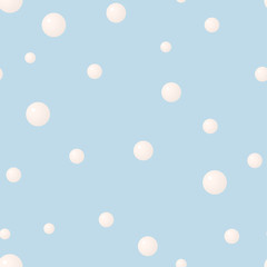 Vector seamless pattern of light pink pearls in the light blue background