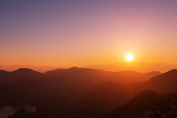 Fototapeta na wymiar Mountains in sunset