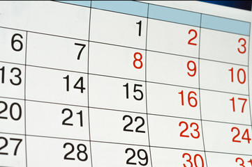 wall calendar, numbers