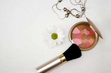 set of cosmetics on white background