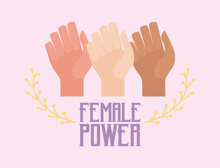 female power celebration card with hands fist