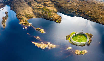 Aerial view of Doon Fort by Portnoo - County Donegal - Ireland