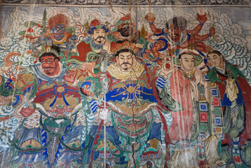 Fototapeta na wymiar Nov 2014, Datong, China: Mural paintings Yungang grottoes in Datong, Shanxi province, China