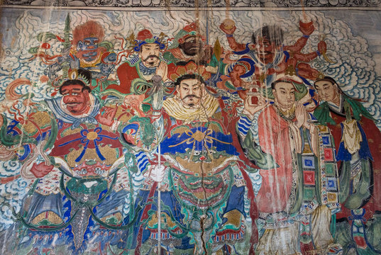 Nov 2014, Datong, China: Mural paintings Yungang grottoes in Datong, Shanxi province, China