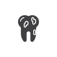 Dirty tooth vector icon. Dental problem filled flat sign for mobile concept and web design. Bad teeth, caries glyph icon. Symbol, logo illustration. Pixel perfect vector graphics