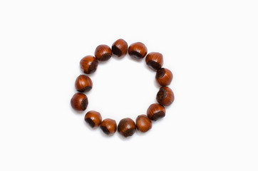 the circle is lined with hazelnut on white background, with a place for the text 