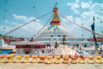 The Buddhist stupa of Boudha Stupa dominates the skyline. It is one of the largest unique...