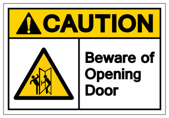 Caution Beware Of Opening Door Symbol Sign, Vector Illustration, Isolate On White Background Label. EPS10