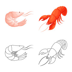 Isolated object of appetizer and ocean icon. Set of appetizer and delicacy stock symbol for web.