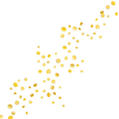 Golden confetti on a white background.
