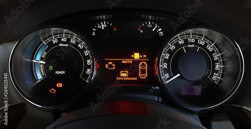 car illuminated dashboard in a hybrid car