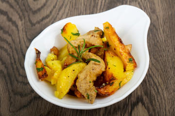 Fried potato with pork