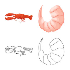 Vector illustration of appetizer and ocean logo. Collection of appetizer and delicacy stock vector illustration.