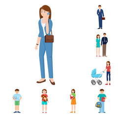 Isolated object of family  and people sign. Set of family  and avatar  vector icon for stock.