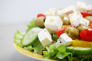 Traditional Greek salad on the plate