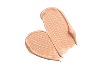 Liquid Foundation Smudge On White Background.