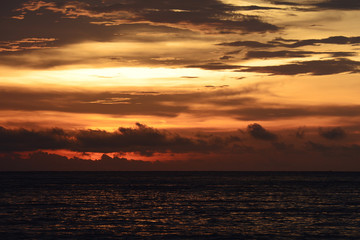 Colorful of sunset on sea scape at Samila Beach, Sunrise over the beach, Phuket, Thailand.