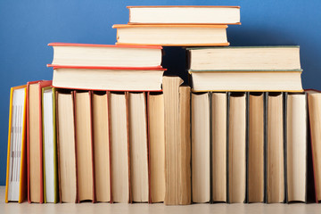 Stack of colorful books. Education concept. Back to school. Copy space for text.
