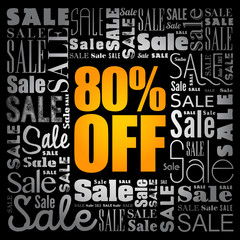 Obraz premium 80% OFF Sale word cloud collage, business concept background