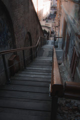 Narrow stairs in a city