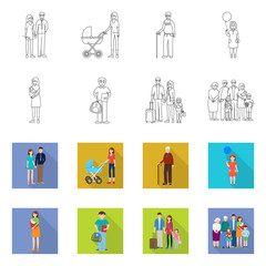 Vector illustration of character and avatar  sign. Collection of character and portrait vector icon for stock.