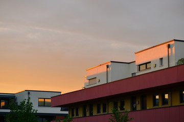 buildings in germany kissed by the first sunrays in the morning