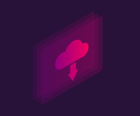 Cloud download isometric icon. Vector 3D illustration.
