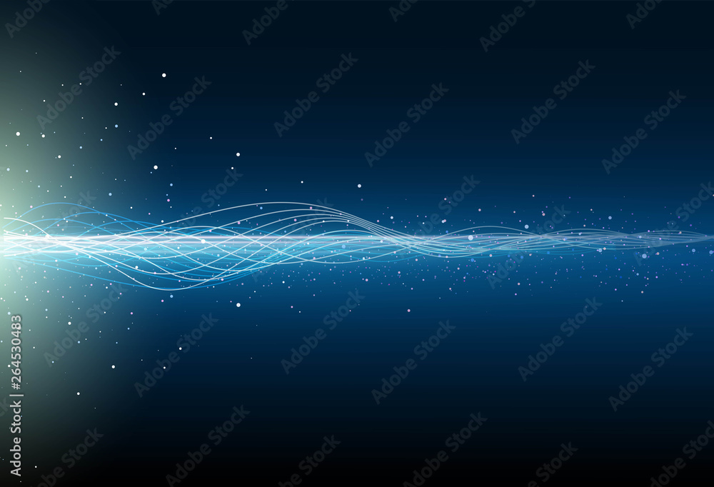 Poster abstract background is of luminous lines and small particles
