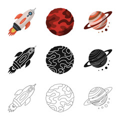 Isolated object of astronomy and technology  symbol. Collection of astronomy and sky stock vector illustration.