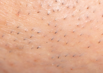 Shaved facial hair of a man. Macro