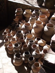 Fototapeta na wymiar clay, pottery, pot, ceramic, brown, craft, earthenware, handmade, pots, cup, traditional, jug, coffee, ceramics, jar, art, vase, potter, object, old, market, culture, mug, white, food
