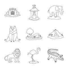 Fototapeta premium Vector illustration of entertainment and forest sign. Set of entertainment and park vector icon for stock.