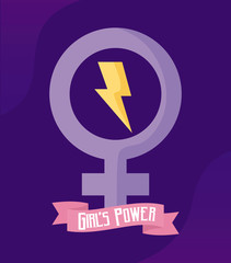 girl power card with gender female symbol