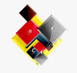 Geometrical design squares abstract banner, glossy shiny effects