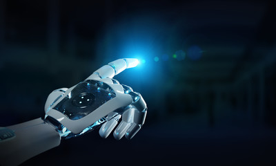 Fototapeta premium Intelligent robot machine pointing finger 3D rendering