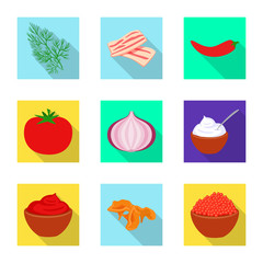 Vector design of taste and product sign. Set of taste and cooking stock symbol for web.