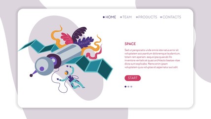 Space exploration Internet web page template cosmos voyage