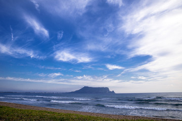 beautiful blue sky with small island