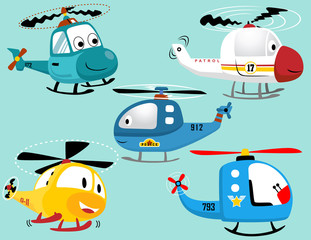 vector set of smiling helicopters cartoon © Bhonard21