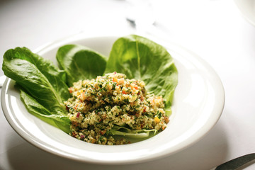 salad with couscous and spinach