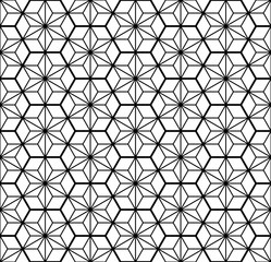 Seamless traditional Japanese geometric ornament .Black and white.