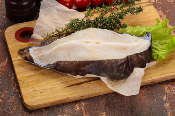Raw wolffish steak