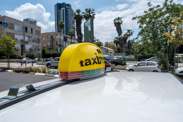 Taxi sign, Tel Aviv, Israel