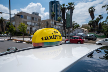 Taxi sign, Tel Aviv, Israel