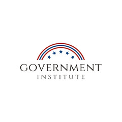 Circular Ribbon USA United States America American Flag and Stars logo design