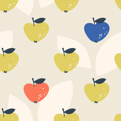 seamless pattern with stylized apples in scandinavian style