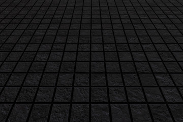 Black mosiac tile floor texture and background